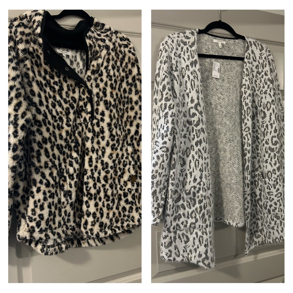 Leopars print duster and sweater. Both NWT